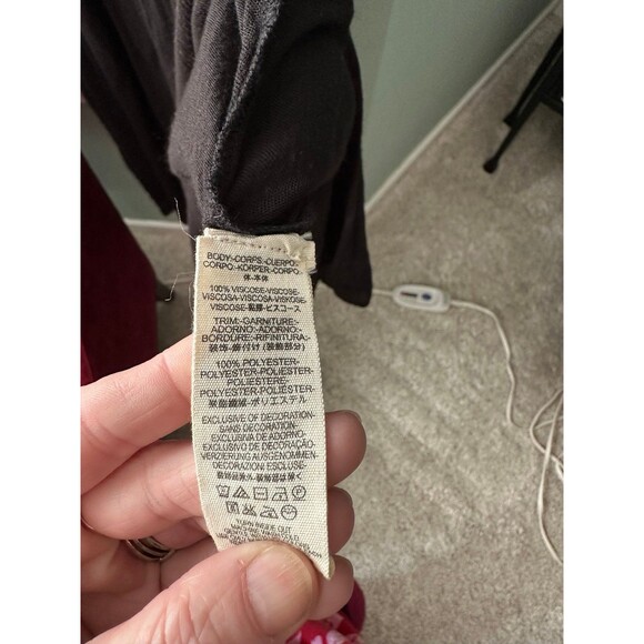 Free People Long Dress Black Embroidered Floral Boho Sleeve Peasant Side Split - Picture 5 of 5